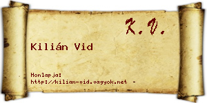 Kilián Vid névjegykártya